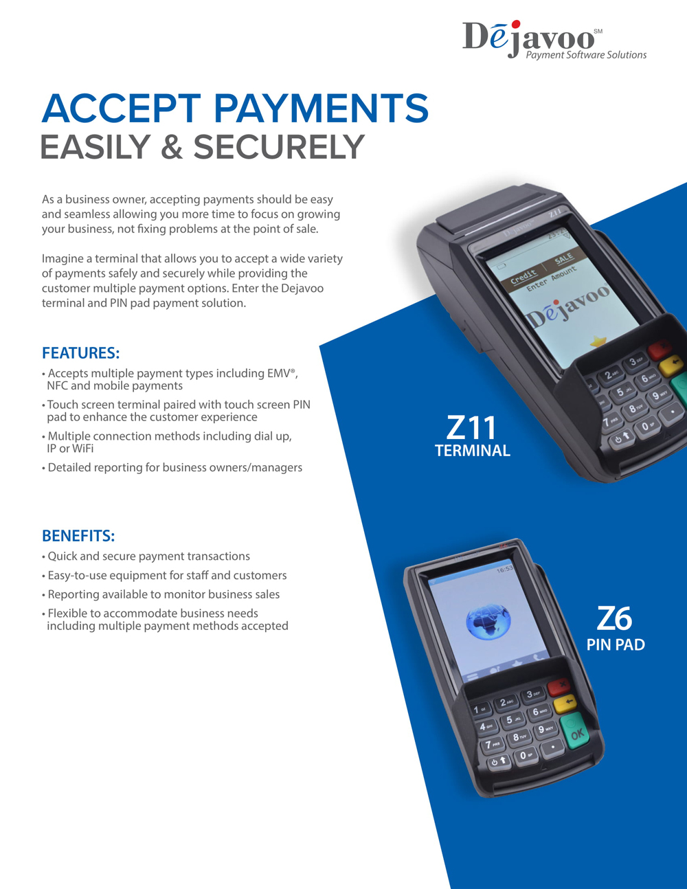 Point of Sale (POS) Equipment NEW Dejavoo Z11 Credit Card Terminal