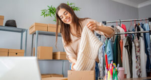 Everyone,do,shopping,online.,woman,packing,item,that,she,sells